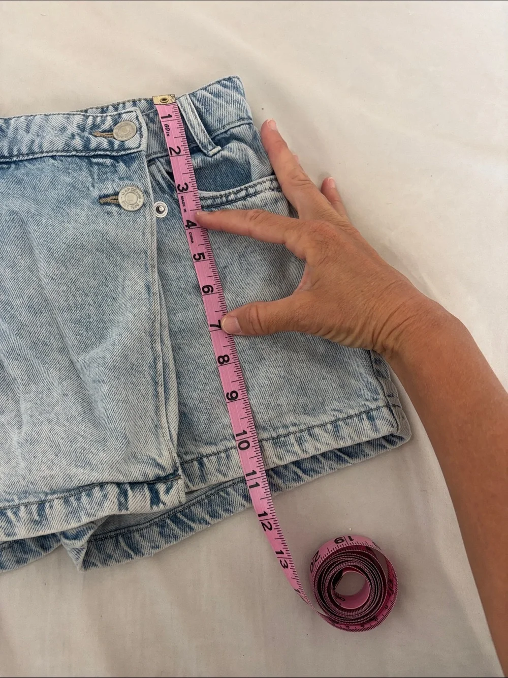 Kids GAP Y2K Acid Wash Light Blue Cotton Denim Wrap Skort Short/Skirt